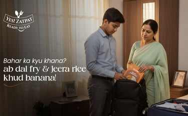 Two people preparing food in a kitchen with text overlay.