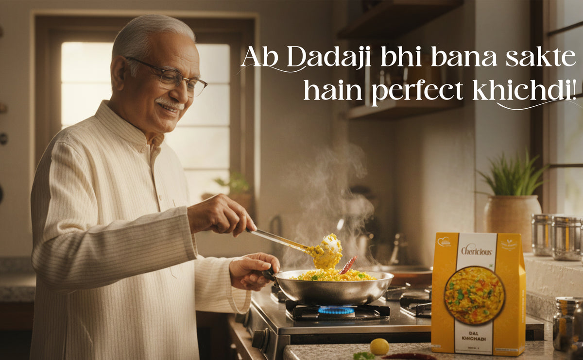 Man cooking food in a kitchen with a Cleverchef product in the foreground