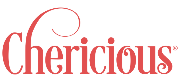 Logo of 'Chericious' in red on a white background