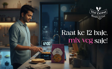 Man preparing food in a kitchen with a 'Yes! Zatpay' advertisement.