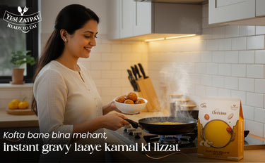 Woman cooking in a kitchen with a carton of Christies Ghee visible.