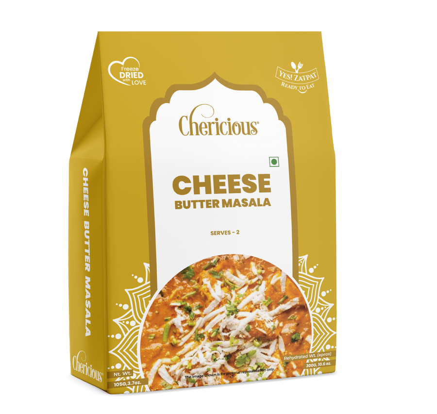 Packaging of Chericious Cheese Butter Masala on a white background