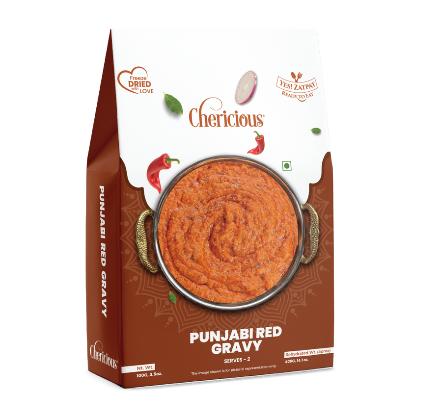 Packaging of Chericious Punjabi Red Gravy on a white background