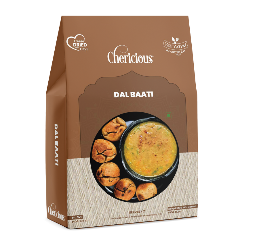 Cherlicious Dal Baati packaging on a white background