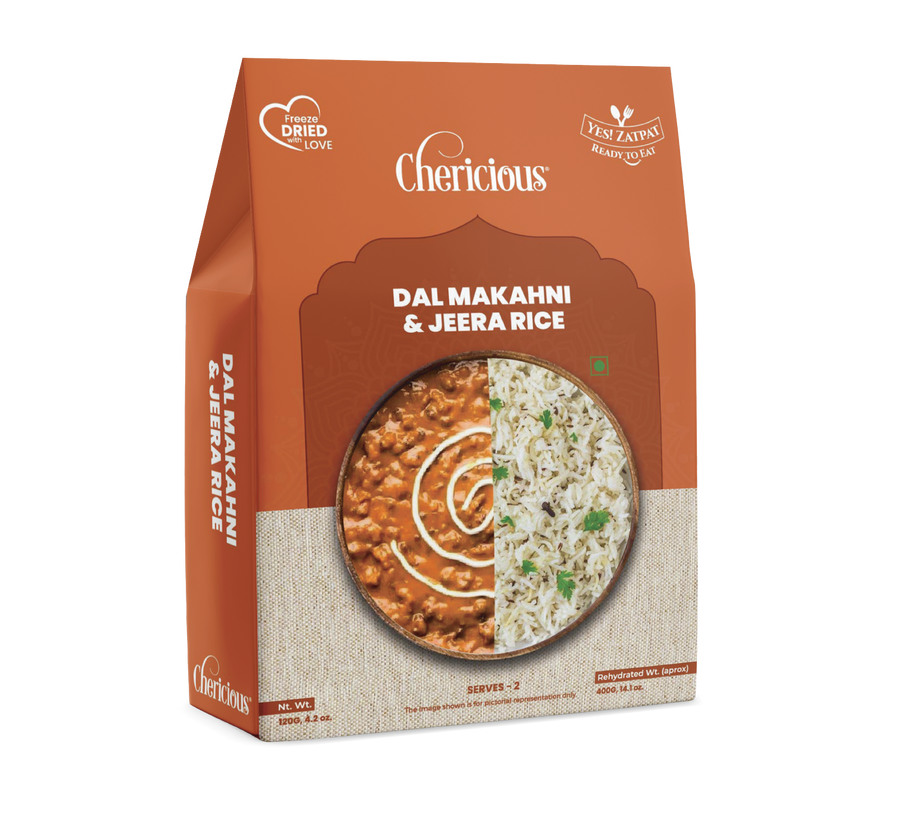 Chericious Dal Makhan & Jeera Rice packaging on a white background