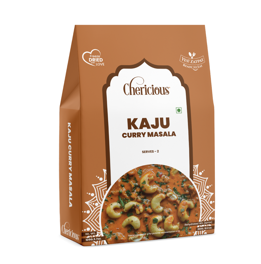 Package of Chericious Kaju Curry Masala on a white background
