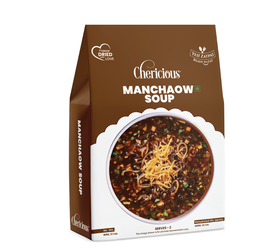 Packaging of Chericious Manchaow Soup on a white background